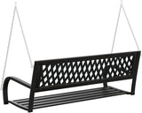 Black Steel and Plastic Garden Swing Bench for Outdoor Patio - Photo 4