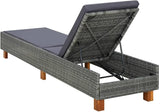 Grey PE Rattan Sunbed, Adjustable Outdoor Chaise Lounge Chair with Cushion, Weather-Resistant Patio Furniture for Garden - Photo 4