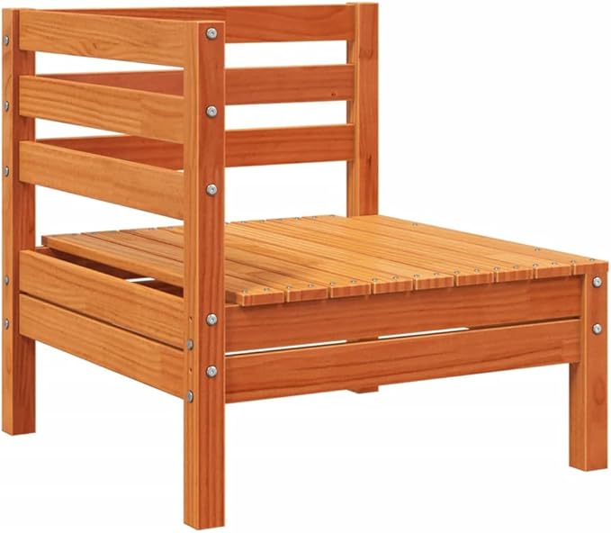 3-Seater Patio Sofa with Footstool Wax Brown Solid Pine Wood Outdoor Furniture Set for Garden Balcony Porch Modular Design Water-Resistant Slatted Seating