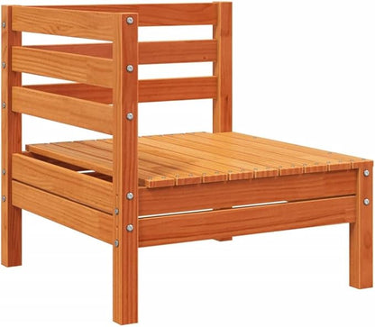 3-Seater Patio Sofa with Footstool Wax Brown Solid Pine Wood Outdoor Furniture Set for Garden Balcony Porch Modular Design Water-Resistant Slatted Seating