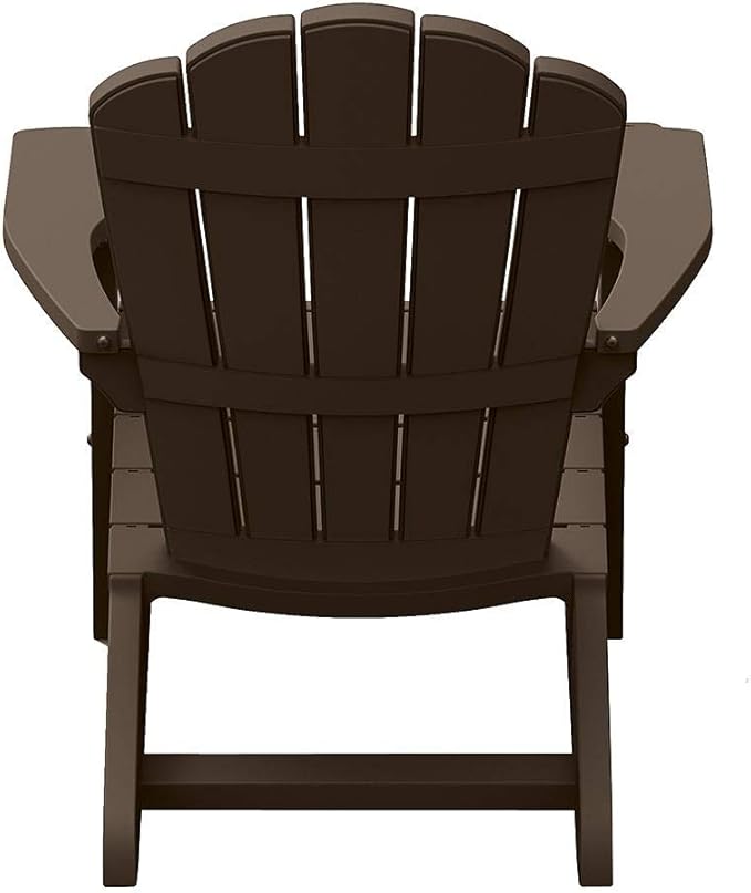 Keter Outdoor Patio Garden Deck Furniture Resin Adirondack Chair with Built-in Cup Holder (Brown)