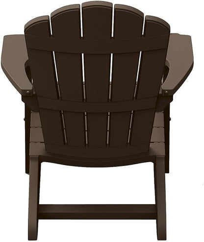 Keter Outdoor Patio Garden Deck Furniture Resin Adirondack Chair with Built-in Cup Holder (Brown)