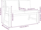 Dark Grey Solid Acacia Wood Medium Garden Bench with Weather-Resistant Cushions, Rustic Outdoor Seating for Patio - Photo 3