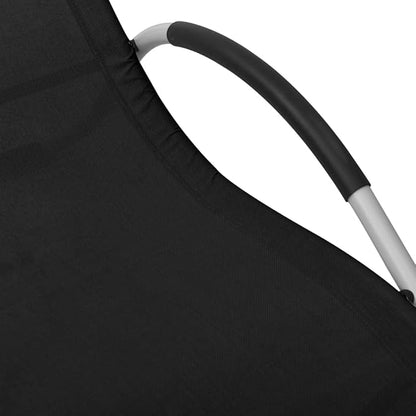 Black Gray Folding Sun Lounger 62 x 26.4 in Textilene Outdoor Chaise Lounge for Patio Poolside Beach Deck Use