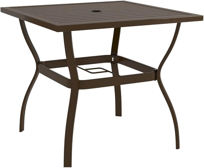 Outdoor Small Table Patio Furniture Outside Table Patio Side Tables Patio Table Brown 32.1"x32.1"x28.3" Steel - Photo 1