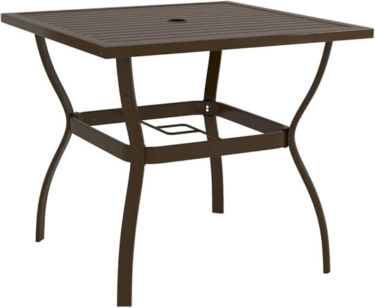 Outdoor Small Table Patio Furniture Outside Table Patio Side Tables Patio Table Brown 32.1"x32.1"x28.3" Steel