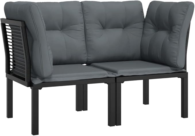 Corner Chair Black Dark Grey Modular Design Durable Construction Outdoor Furniture Weather Resistant Cushions Compact - Photo 2