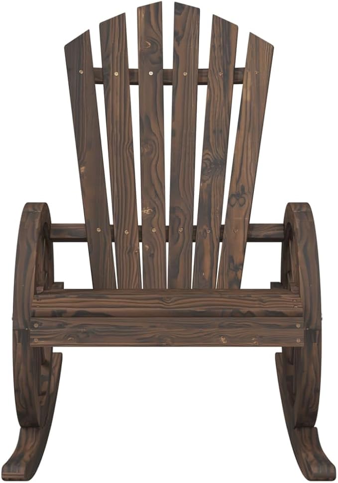 vidaXL Rocking Adirondack Chairs 2-Pack in Solid Wood Fir - Brown, Ergonomic Seating with Armrests and Rocking Design for Garden, Deck