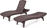 Outdoor Patio Chaise Lounge Chairs, All-Weather Wicker Rattan, Adjustable Backrest, Set of 2 (Brown) - Photo 4