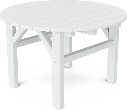 Wildridge Classic 33” Occasional Table, White - Outdoor Weather Resistant Poly Conversation Table for Patio, Porch, Deck