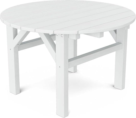 Wildridge Classic 33” Occasional Table, White - Outdoor Weather Resistant Poly Conversation Table for Patio, Porch, Deck