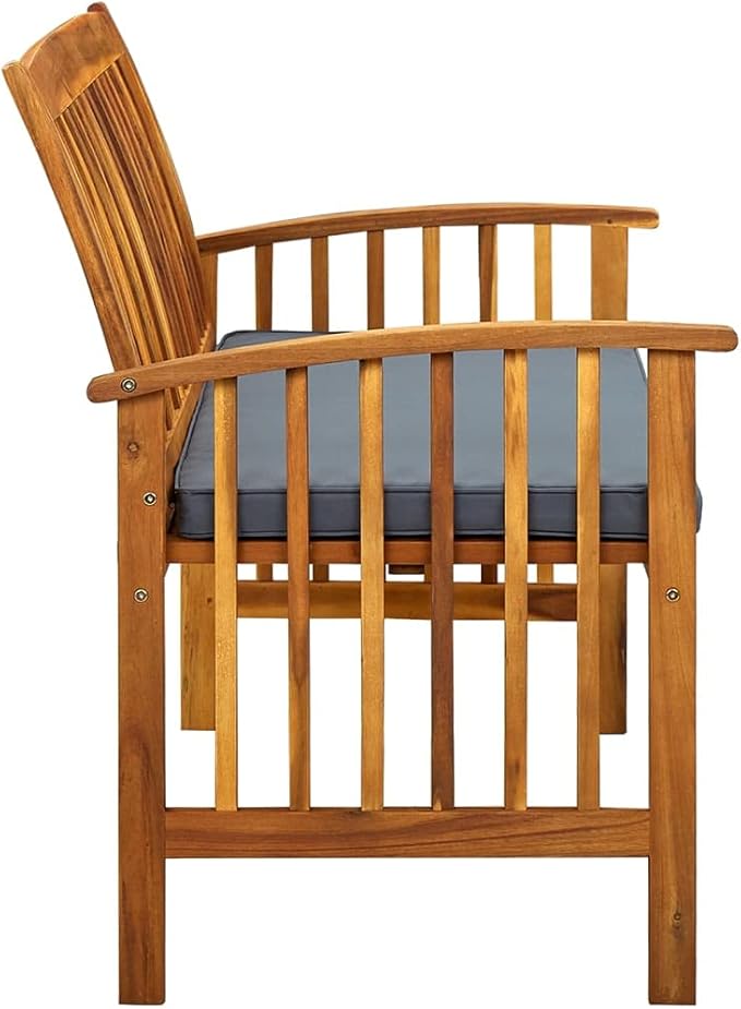 Patio Bench with Cushion, Outdoor Bench, Wooden Bench with Backrest, Vintage Garden Wooden Bench for Patio, Garden, Yard - Photo 5