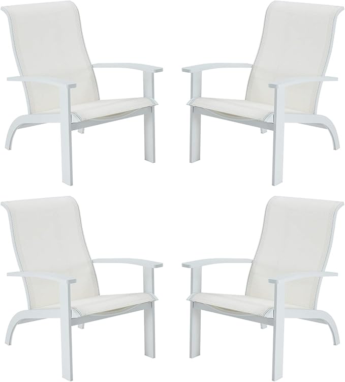 VICLLAX Outdoor Adirondack Chair Set of 4, Patio Chair for Lawn Garden, All Weather Outdoor Lounge Chair, White