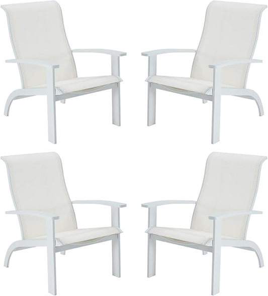 VICLLAX Outdoor Adirondack Chair Set of 4, Patio Chair for Lawn Garden, All Weather Outdoor Lounge Chair, White