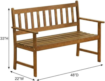 Oil Finish Belmont Bench Without Cushion, Modern Outdoor Dining Seating, Acacia Wood, Durable and Stylish with 300 lbs Capacity