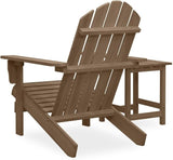 Solid Fir Wood Adirondack Chair with Table Outdoor Patio Furniture Set Brown Compact Bistro Style Seating for Garden - Photo 4