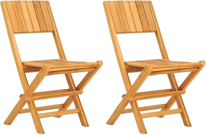 Folding Patio Chairs 2 pcs 18.5"x24"x35.4" Solid Wood Teak Outdoor Chairs Furniture Balcony Furniture Suitable for Gardens, Pools, patios.