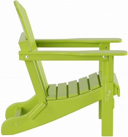 Costaelm Outdoor Folding Chair, Outdoor Seating Folding Firepit Chairs, All Weather Poly Adirondack Chair for Deck Backyard Garden Lawn Pool Patio, Lime