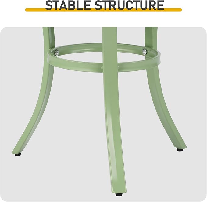 Outdoor Side Tables, Weather Resistant Iron Patio End Table, Portable Small Round Outdoor Metal Accent Bistro Coffee Plant Tables for Patio Yard Balcony Garden Bedside (Light Green)