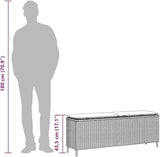 Patio Bench with Cushion Gray Outdoor Benches Park Bench for Lawn Courtyard 43.3"x11.8"x15.9" Poly Rattan - Photo 9