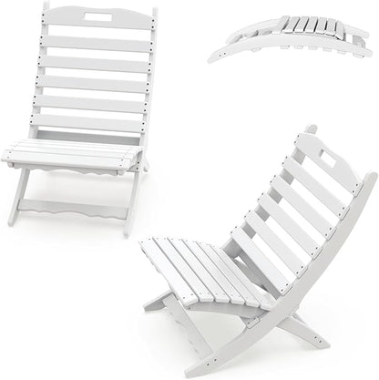 IVY&LANE Portable Xavier-Chairs Set of 2 | Folding-Adirondack-Chair | Wave | HDPE Plastic | White | All-Weather Resistant | for Outdoor Fire-Pit Patio Lawn Beach Poolside