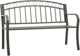Garden Bench 125 cm 3-Seater Grey Powder-Coated Steel Durable Outdoor Furniture for Patio and Garden with Elegant - Photo 1