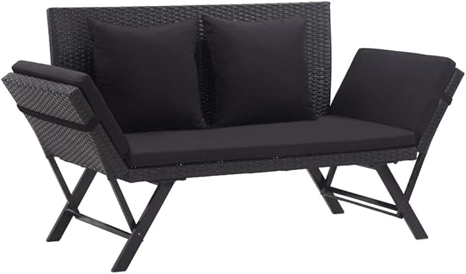 Patio Bench with Cushions, Outdoor Sunbed, Cushion Cover Removable, Garden Bench, Easy to Clean for Patio, Garden, Patio - Photo 1