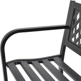Patio Garden Bench Outdoor Park Benches,Lawn, Porch, Patio,Garden Bench 46.5" Steel Black - Photo 4