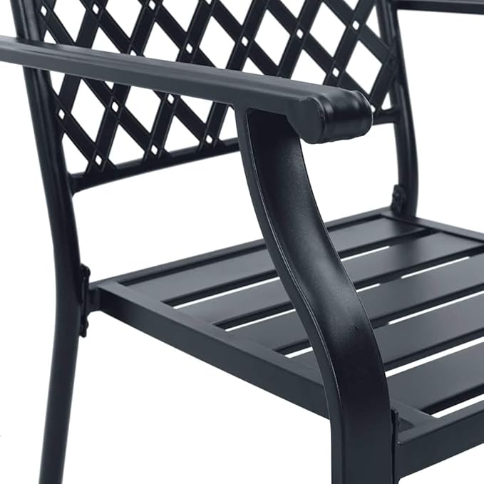 Outdoor Chair Set of 2, Stacking Patio Chairs Anthracite, Powder Coated Steel Metal Dining Chairs for Garden, Balcony, Indoor Outdoor Use, Modern Industrial Design, Durable & Space Saving