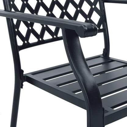 Outdoor Chair Set of 2, Stacking Patio Chairs Anthracite, Powder Coated Steel Metal Dining Chairs for Garden, Balcony, Indoor Outdoor Use, Modern Industrial Design, Durable & Space Saving