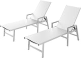 Patio Chaise Lounge Chair Outdoor Set of 2 with Wheels&Armrests - Photo 1