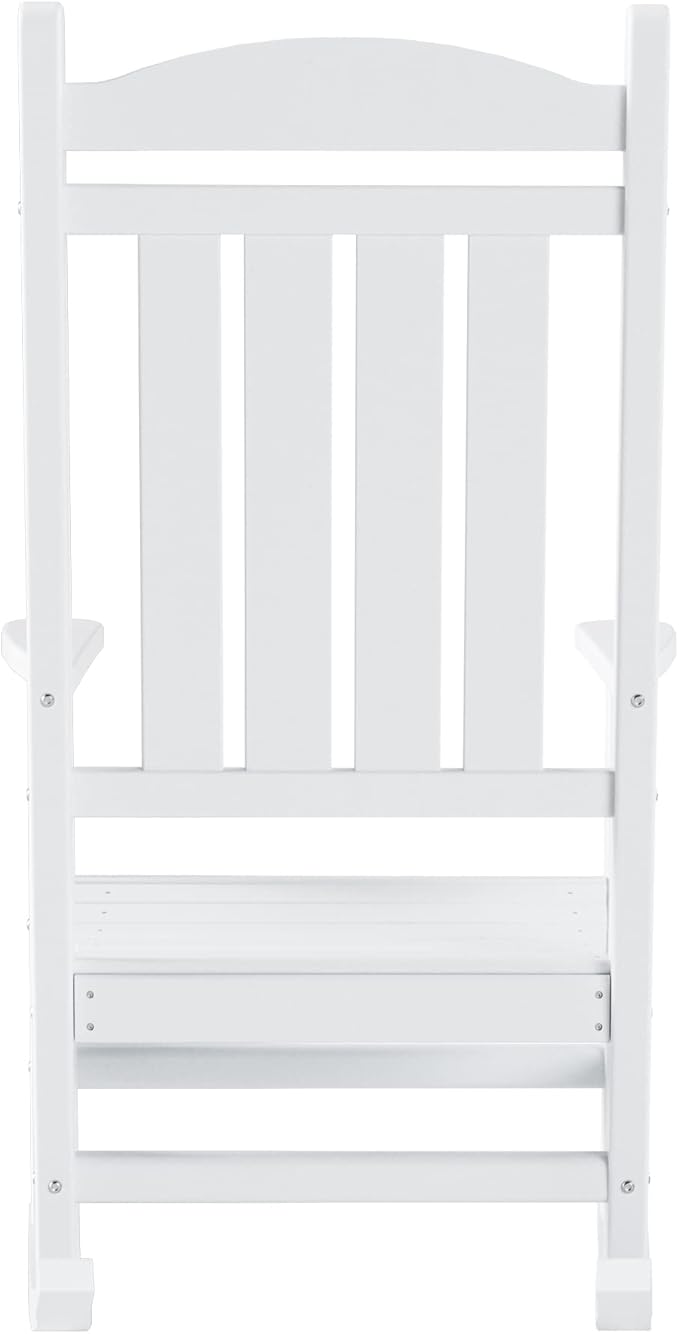 WO Home Furniture Patio Rocking Chair Farmhouse Outdoor HDPE UV Weather Resistant (White)