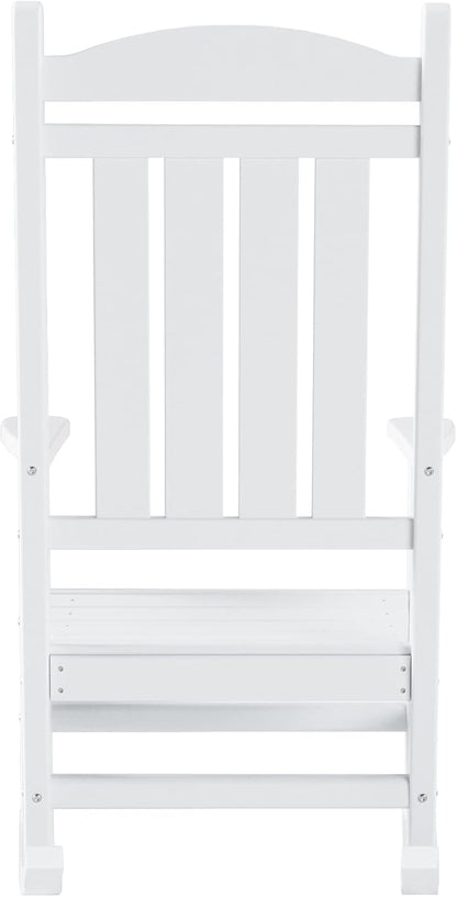 WO Home Furniture Patio Rocking Chair Farmhouse Outdoor HDPE UV Weather Resistant (White)