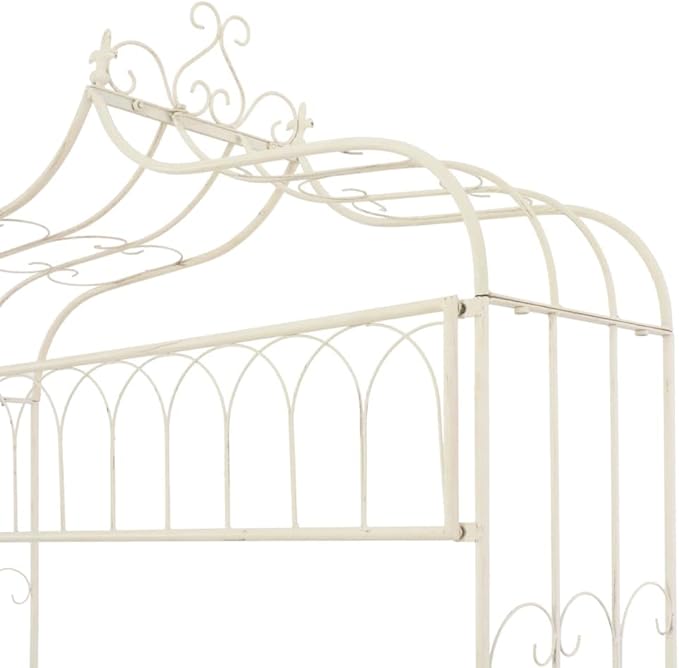 Wrought Iron Garden Bench, 2-Seater Outdoor Metal Patio Furniture with Antique White Finish, Vintage Style Backyard Seating for Garden, Porch and Lawn