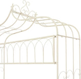 Antique White Wrought Iron Standard Garden Bench for Outdoor Patio, Comfortable Seating for Two - Photo 4