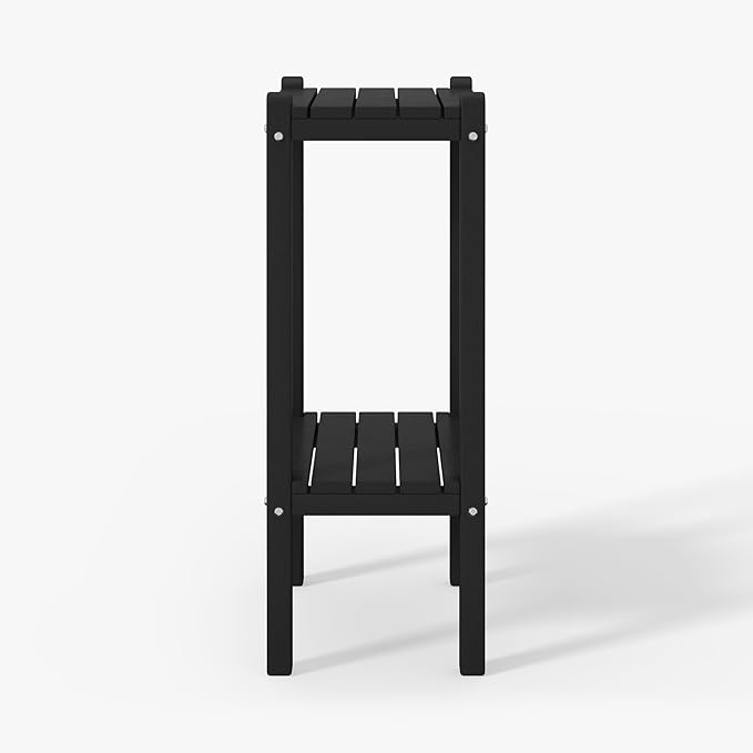 WestinTrends Malibu 36" Outdoor Adirondack HDPE 2-Tier Patio Side Table, Black - Photo 6