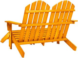Orange Solid Fir Wood Large Detachable 2-Seater Garden Adirondack Chair with Ottoman for Patio - Photo 5