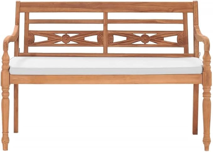 Batavia Bench with Cushions Garden Bench Outdoor Bench for Outdoors Porch Entryway Furniture for Yard 47.2" Teak - Photo 3