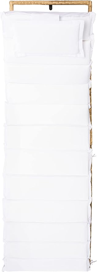 SAFAVIEH Outdoor Collection Colley Natural Wicker/White Cushion Adjustable Recliner Chaise Lounge Chair (PAT7722D)