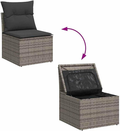 vidaXL Garden Chair Grey Poly Rattan Single Modular Garden Chair