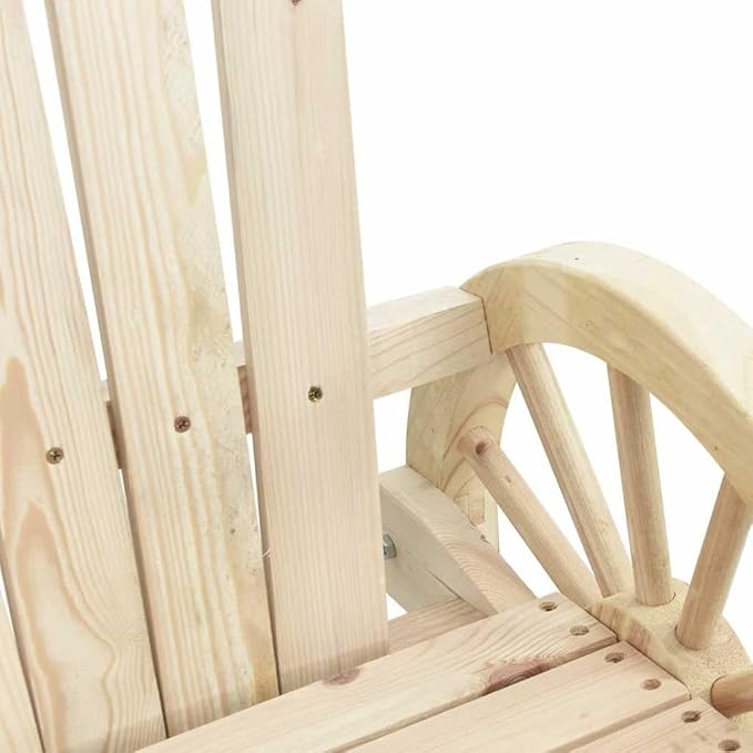 Natural Wood Solid Fir Wood 2-Seater Garden Adirondack Chair for Outdoor Patio - Photo 8