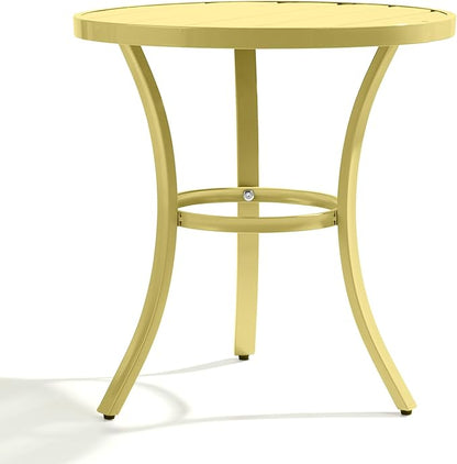 Outvita Outdoor Round Side Table, Small Metal End Table Black Coffee Table for Patio Lawn Garden Living Room Bedroom Sturdy (Single Layer, Light Yellow)