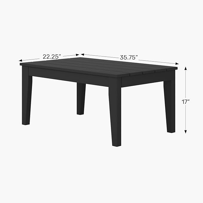 WestinTrends Malibu Low Outdoor HDPE Patio Rectangle Coffee Table, Weathered Wood - Photo 2