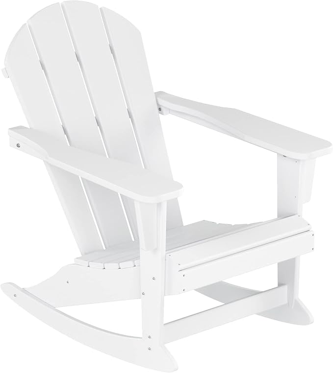 WestinTrends Malibu Outdoor Patio Porch Rocking Adirondack Chair (Set of 4), White