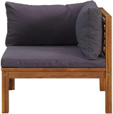 Modular Outdoor Sectional Corner Unit, 27.2" Acacia Wood Patio Furniture, Dark Grey Breathable Cushions - Photo 4