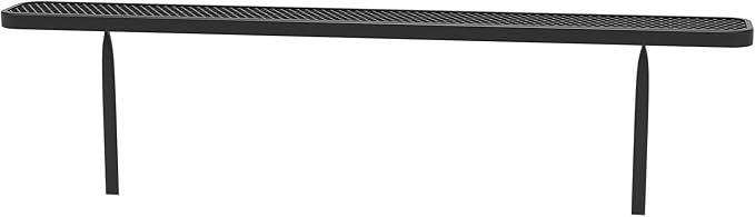 8 FT Heavy Duty Metal Park Bench for Outside, Outdoor Backless Bench with Thermoplastic Coating, Commercial Benches for Shopping Mall, Store, Park, Deck, Inground Mounted, Black
