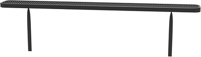8 FT Heavy Duty Metal Park Bench for Outside, Outdoor Backless Bench with Thermoplastic Coating, Commercial Benches for Shopping Mall, Store, Park, Deck, Inground Mounted, Black