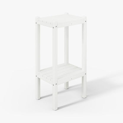 WestinTrends Malibu 36" Outdoor Adirondack HDPE 2-Tier Patio Side Table, White