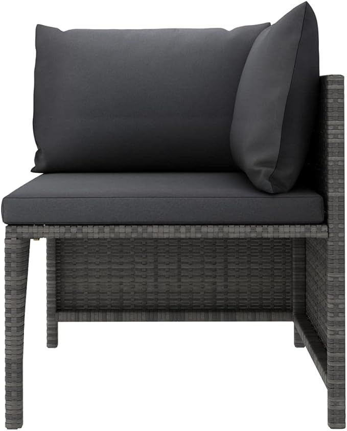 Sectional Corner Sofa with Cushions Gray Poly Rattan,Comfortable Patio Sectional Corner Sofa for Outdoor Garden Lounge - Photo 3