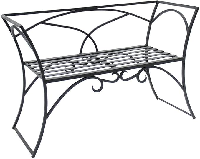 Outdoor Garden Bench Park Bench Metal Frame Furniture with Wrought Iron Arbor Bench with Back